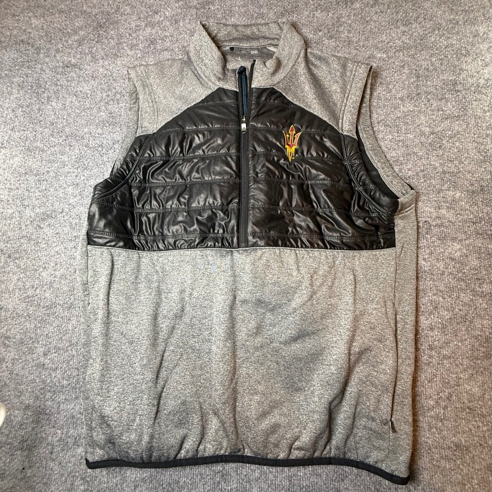 Adidas Golf Arizona State Sun Devils Hybrid Quilted Vest Gray Black Mens Large